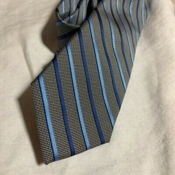 J Ferrar Mens Tie Black Blue Diagonal Stripe Tied Necktie Business Dress Career - Picture 1 of 4